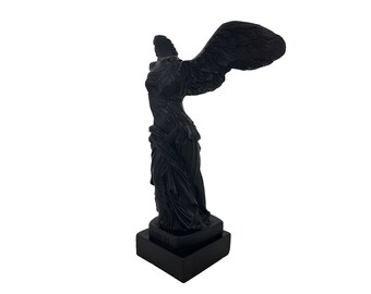 Winged Victory of Samothrace Sculpture Alabaster Greek Handmade Black Statue 15cm