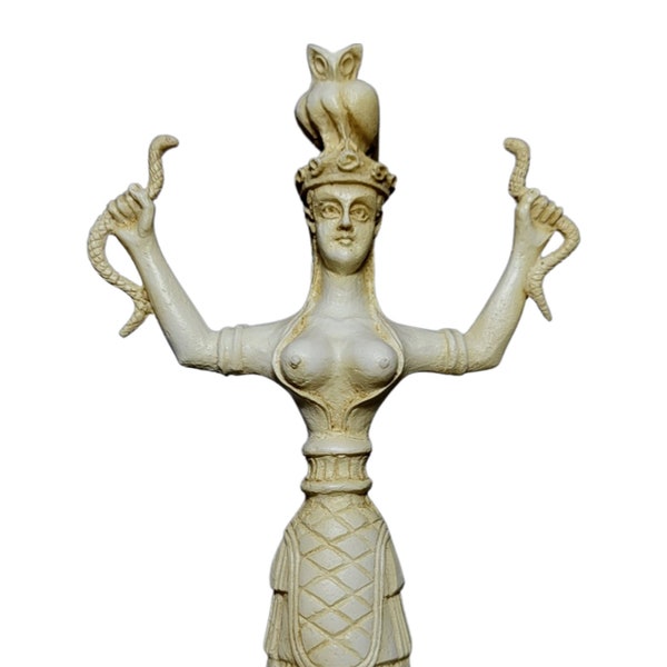 Minoan Snake Goddess Statue made of Marble Museum Finish