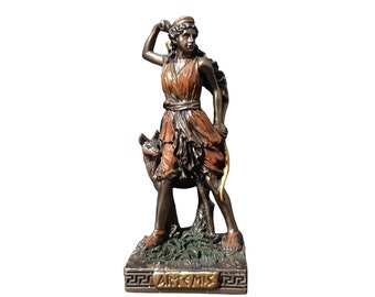 Artemis Diana Greek Roman Goddess Mini Statue Bronze Sculpture 8.70cm - 3.43"
