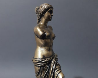 Venus De Milo Louvre Replica Sculpture Alabaster Greek Handmade Bronze Statue 20cm