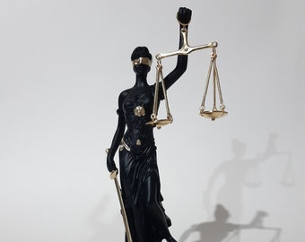 10.24" - Estatua de la Diosa Themis - Dama Ciega - Diosa de la Justicia - Escultura griega de alabastro hecha a mano