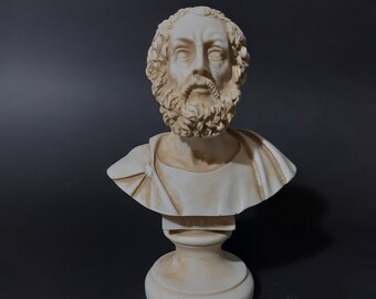 Homer Bust Sculpture Bronze Alabaster Ancient Greek Handmade Figurine Statue 15cm