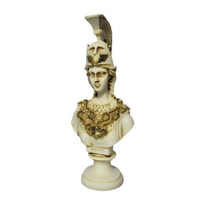 Athena Goddess Bust Statue Handmade Alabaster Sculpture 19.40 cm