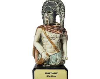Spartan Warrior Bust Statue colored Sculpture 14cm
