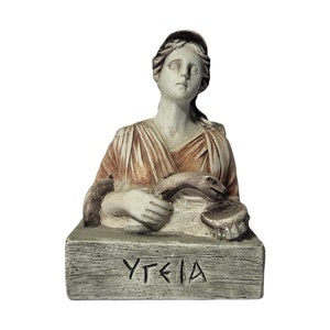 Hygieia Göttin Büste Statue Handgefertigte Gips Skulptur 10 cm