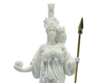 Athena Minerva Sculpture Greek Roman Mythology Goddess Marble Handmade Figure Statue 16cm