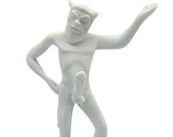 Satyr Statue Ancient Greek Mythology Handmade Marble Sculpture 14cm