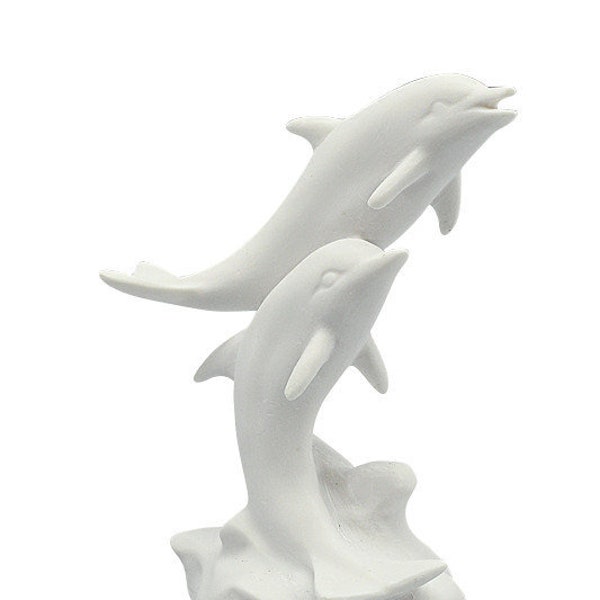 Sculpture en marbre Dauphins sur la vague Statue grecque faite main 15 cm