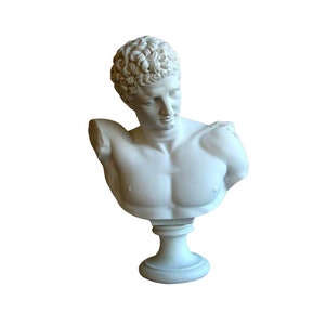 Hermes Greek God Bust Sculpture Ancient Greek Roman Mythology Handmade Alabaster Statue 22cm - 8.66"