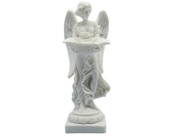 Female Guardian Angel Sculpture Handmade Marble Greek Statue 24cm