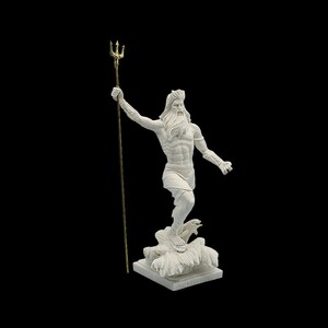 POSEIDON NEPTUNE Sculpture Greek Roman Mythology God Marble image 1