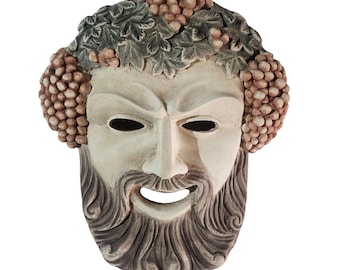 Dionysus Griekse god masker kunst aan de muur handgemaakt gips theater decor sculptuur