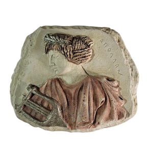 Apollo Wall Relief Sculpture Greek God Lyre Bust Fragment Mythology Plaque Classical Music Decor