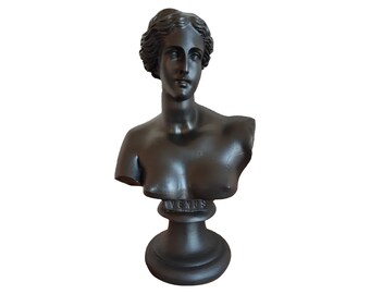 Aphrodite Venus Bust Sculpture  - Black Color Statue - Unique Greek Handmade Mythology Figurine 15cm