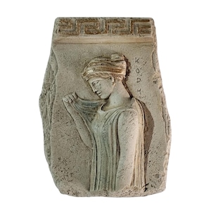 Greek Kore Wall Relief Plaque Ancient Woman Sculpture Solid Plaster Handmade Art