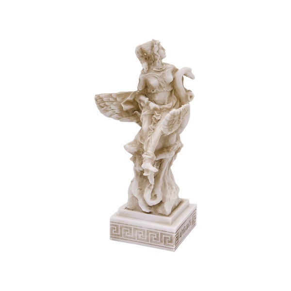 Statua di Afrodite con cigno Mitologia greco-romana antica Figurina di alabastro fatta a mano Scultura di Venere 17 cm