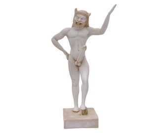 Satyr Statue Ancient Greek Mythology Pan God Handmade Alabaster Sculpture 15cm