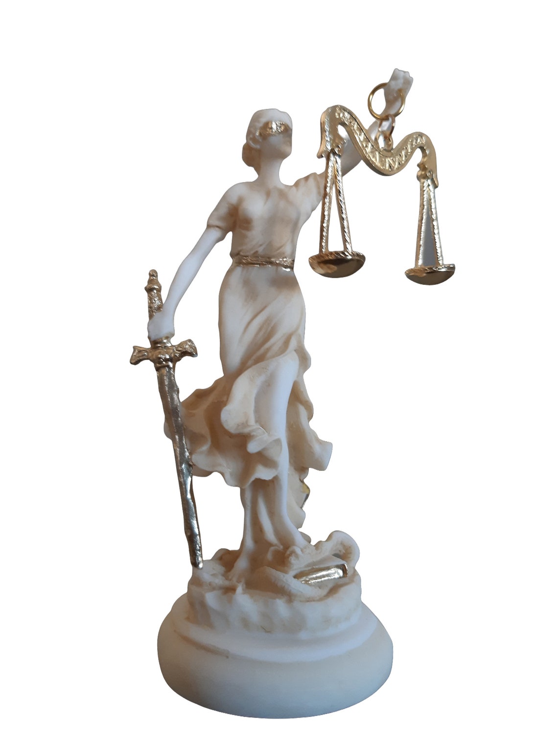 Statue De La Déesse De La Justice En Résine - Finition Dorée Ou Argentée - Environ 24 Cm De Haut - Décoration Salon, Bureau, Cadeau Pour Avocat