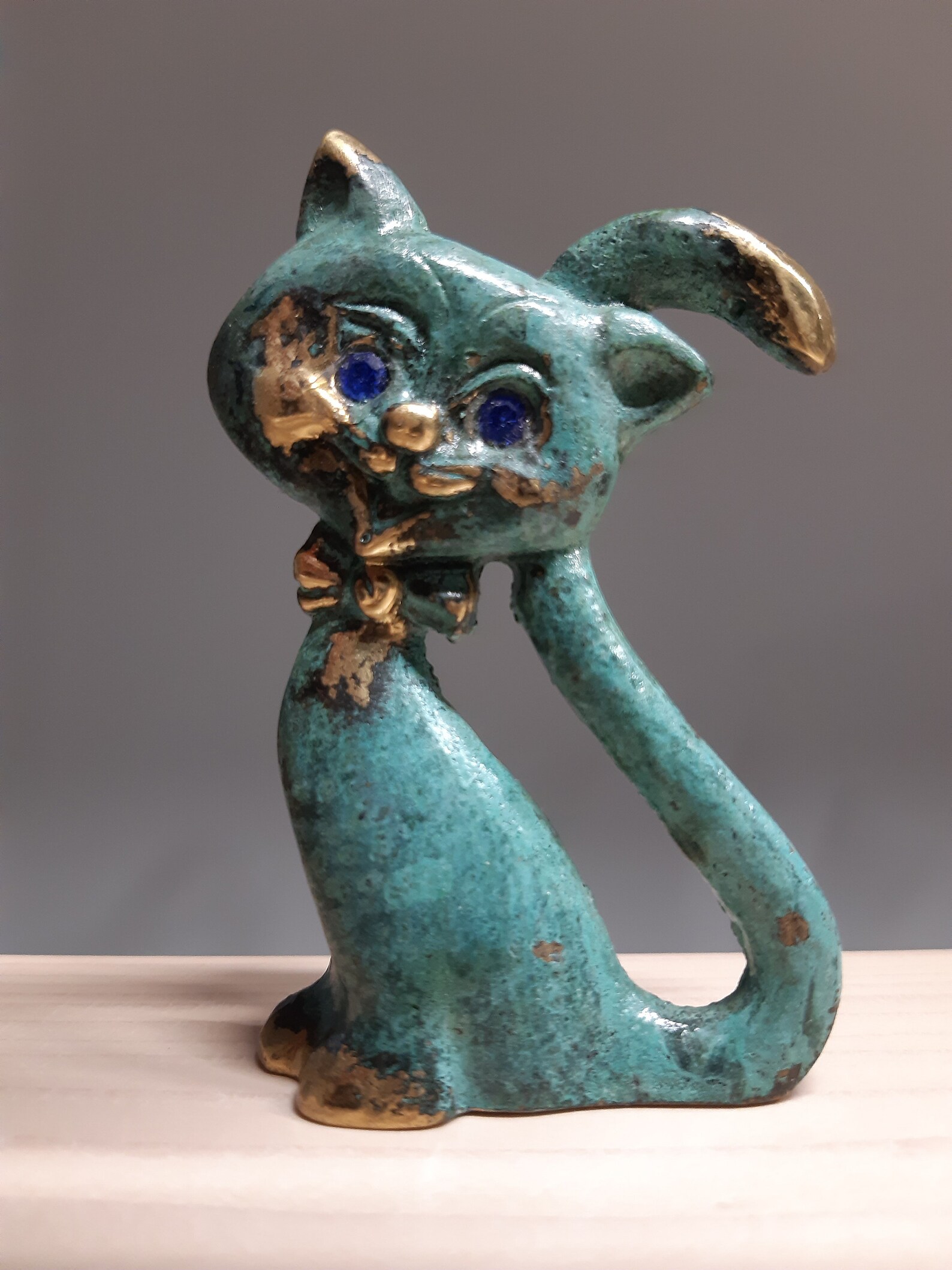 Bronze Beautifull Kitten Sculpture Greek Handmade Hand Painted | Etsy