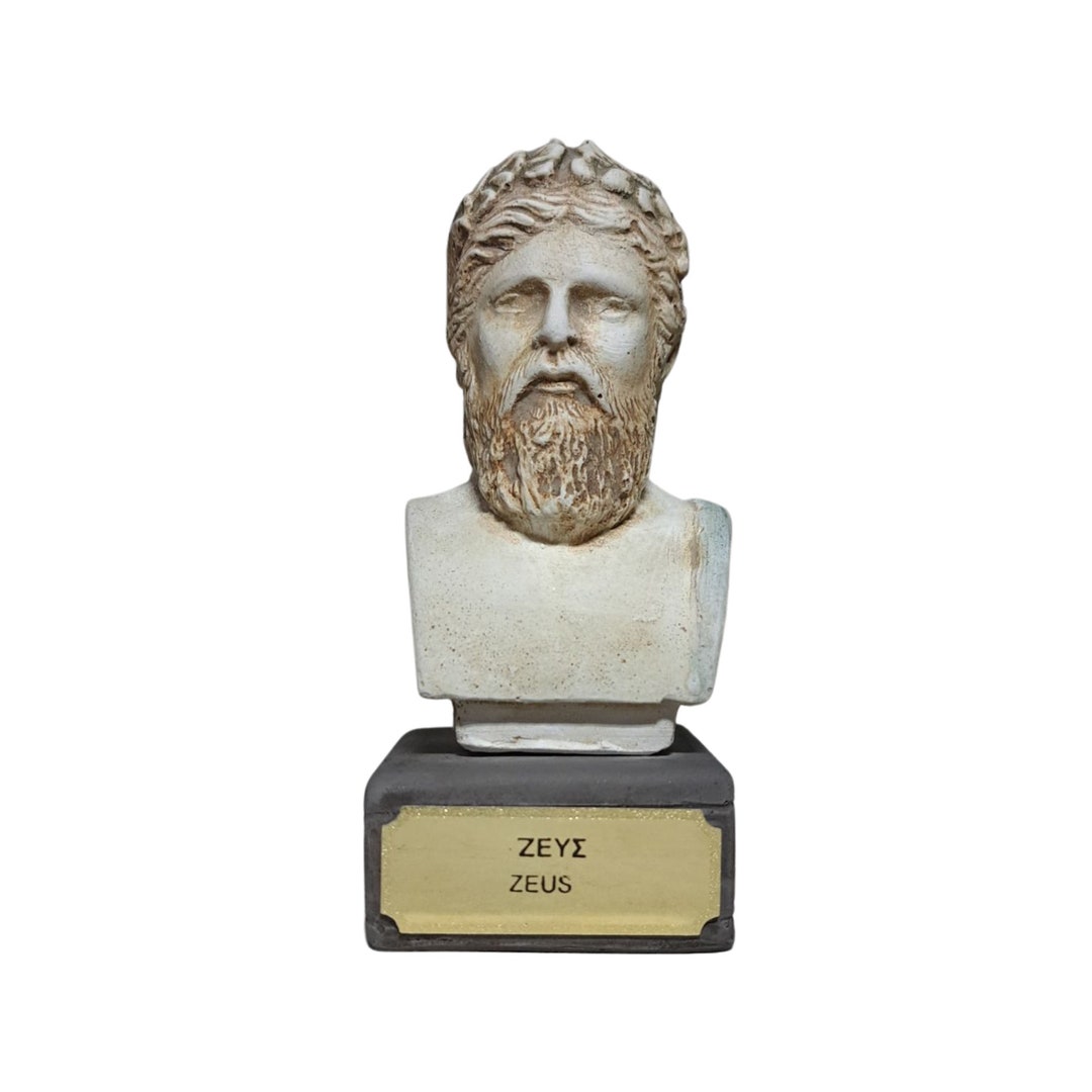 Zeus Bust Mini Statue Ancient Greek Roman Mythology Handmade Etsy