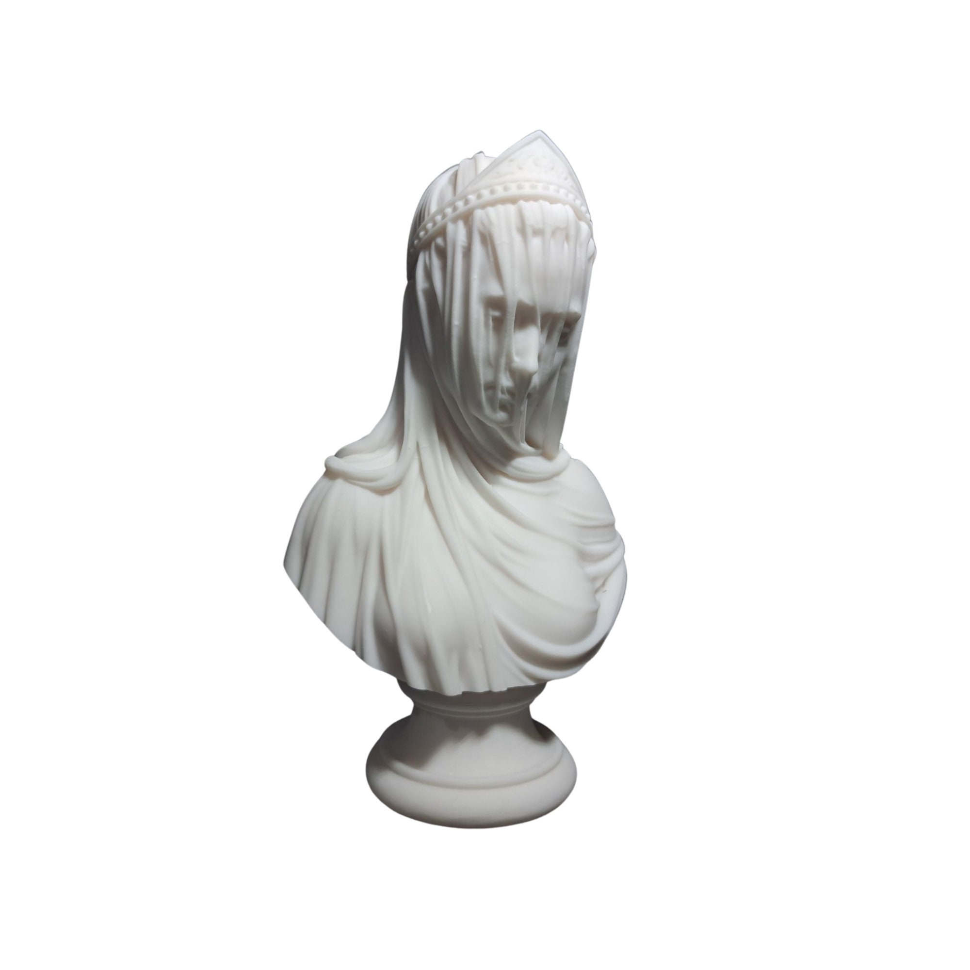 Veiled Maiden Woman Bust Head Marble Statue Sculpture Etsy