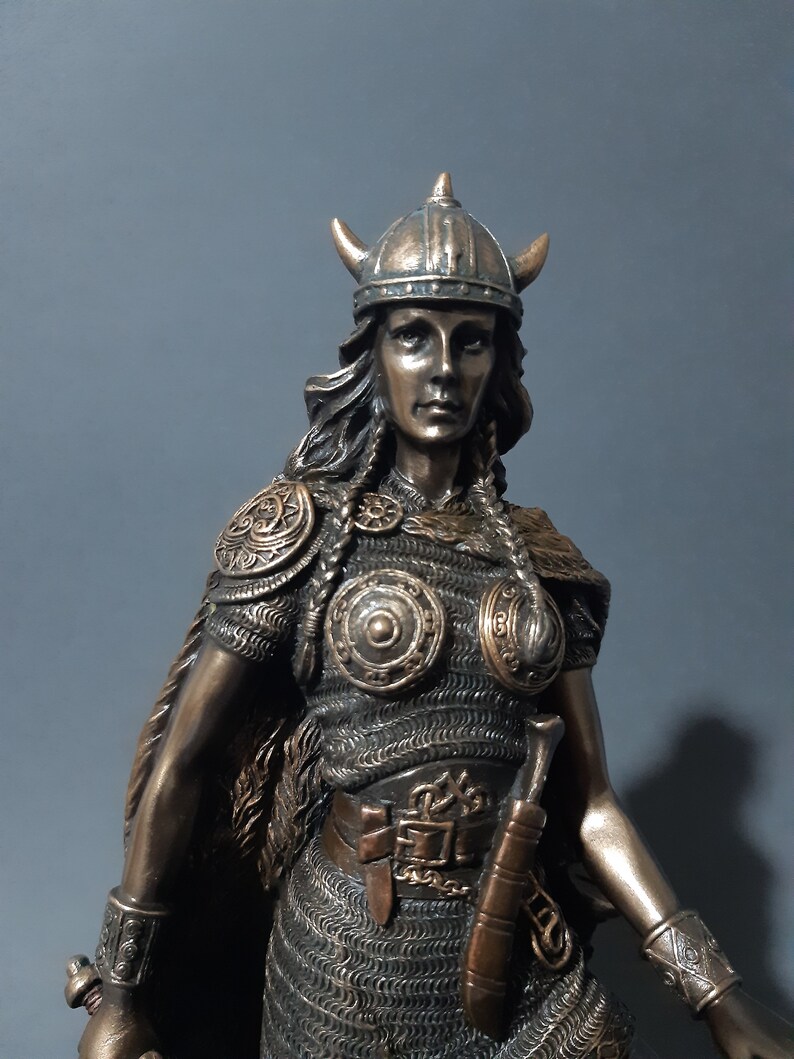 Viking woman warrior Statue Bronze Mythology Sculpture 26cm Etsy