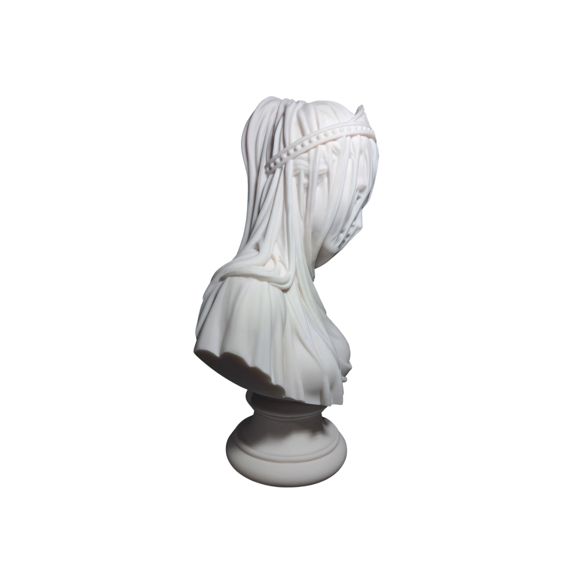 Veiled Maiden Woman Bust Head Marble Statue Sculpture Etsy
