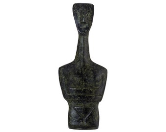 Bronze Cycladic Idol Bust Man Sculpture Ancient Greek Handmade Craft Statue 10cm