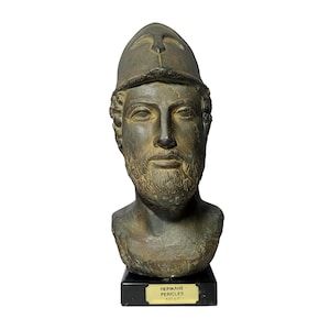 Pericles buste oude Griekse sculptuur bronzen afwerking met marmeren voet