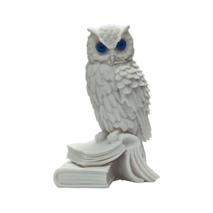 Wise Owl On Book Statue Greek Handmade Alabaster Sculpture 11cm