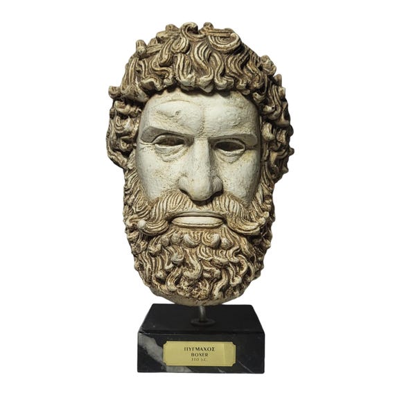 古代ギリシャのボクサーの胸像彫刻 古典的な男性の頭部像 石膏レプリカ