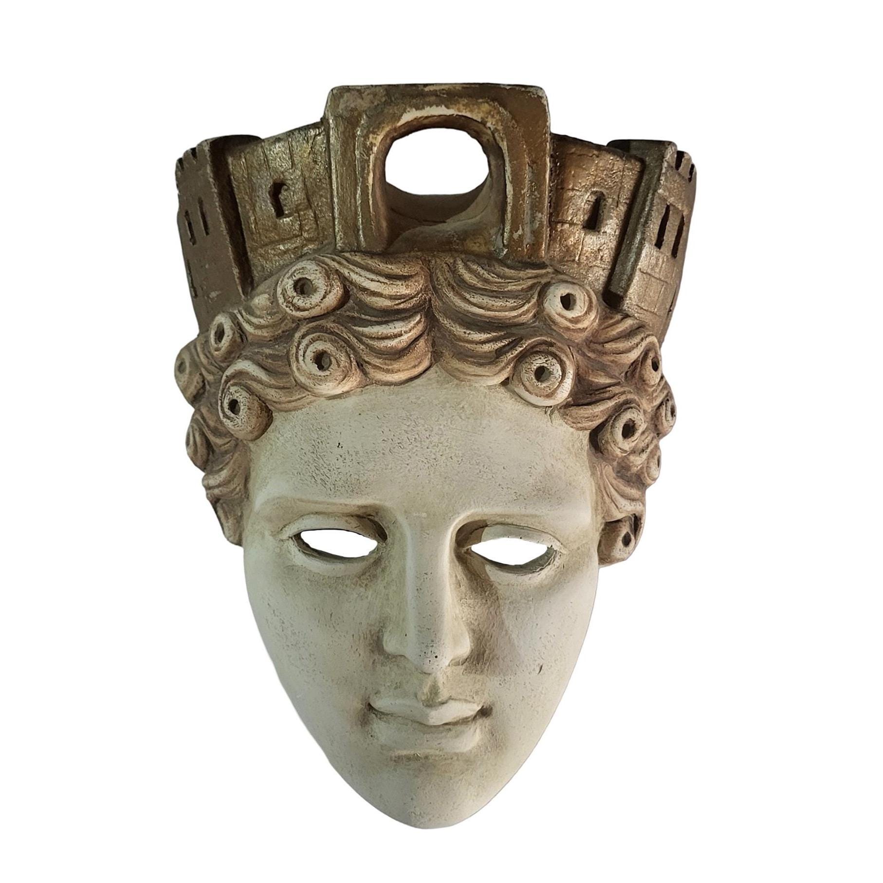Tyche Goddess Wall Mask Ancient Greek Roman Fortuna Handmade Plaster Sculpture