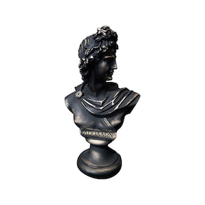 Apollo God Bust Statue Smooth black