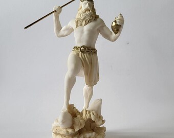 Poseidon Statue God Patina Sculpture 17cm - Made of Alabaster