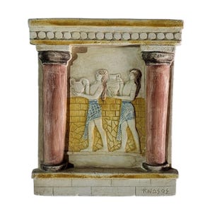 Knossos Minoan Women Relief Plaque Wall Art Ancient Crete Fresco Sculpture Ceramic Vessels Classical Decor