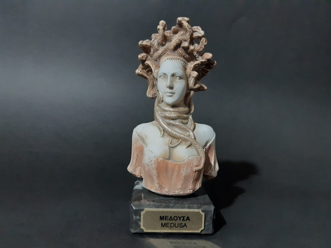 Medusa Bust Head Statue Greek Mythological Monster Handmade | Etsy