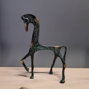 Ancient Greek Bronze horse Sculpture Greek handmade museum finish Statue 20cm