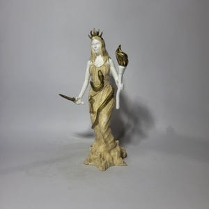 Hecate Goddess Patina color statue 19cm