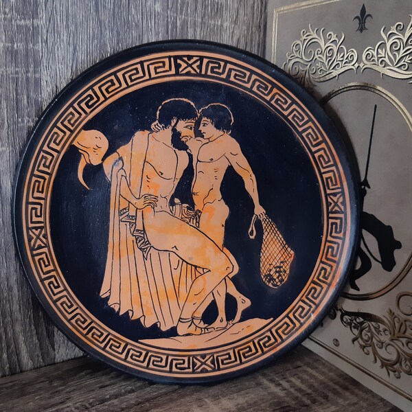 Ancient Greece Homosexual Male Erotic Scene Ceramic Plate