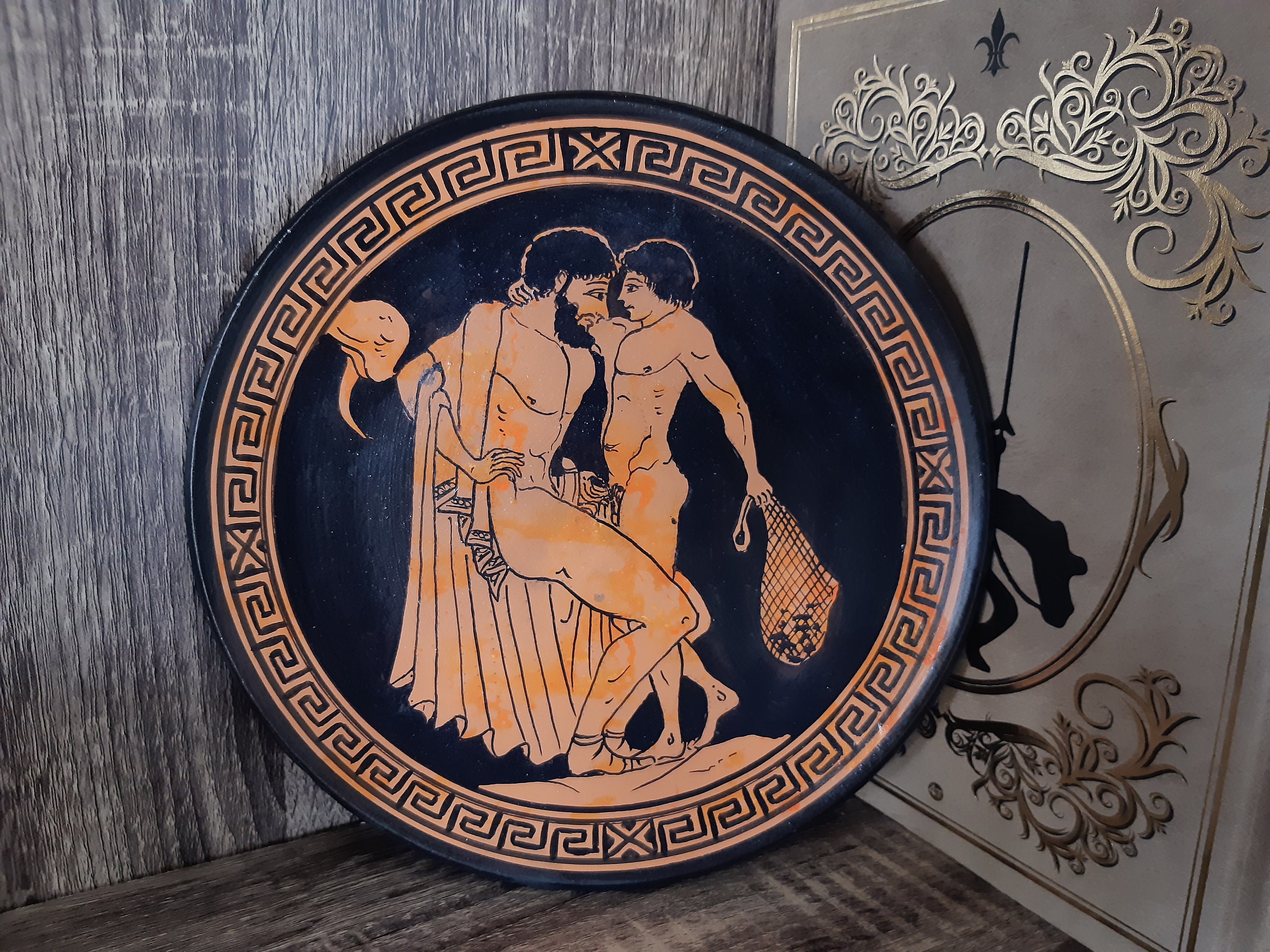 Ancient Greek Gay Porn Comics - Ancient Greece Homosexual Male Erotic Scene Ceramic Plate - Etsy