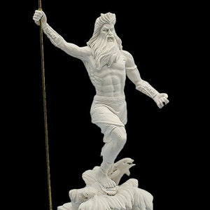 POSEIDON NEPTUNE Sculpture Greek Roman Mythology God Marble image 2