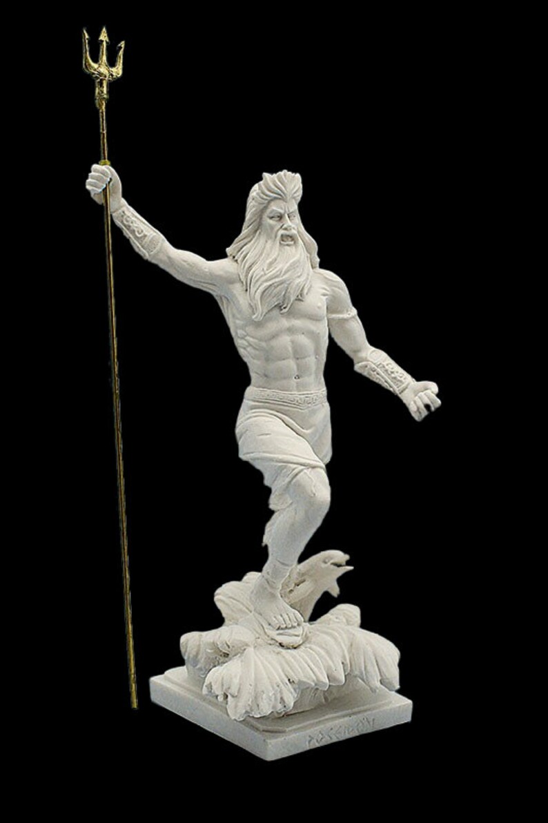 POSEIDON NEPTUNE Sculpture Greek Roman Mythology God Marble image 2