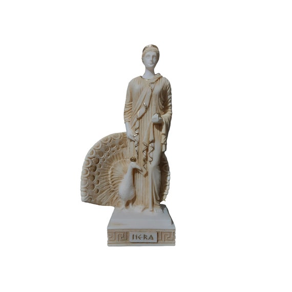 Hera Greek Goddess Statue 9.90"/25cm Golden Bronze Coloured Handmade Alabaster 