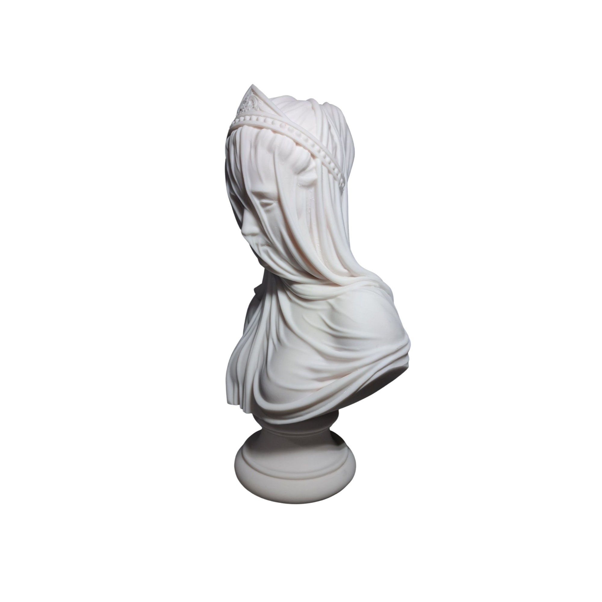 Veiled Maiden Woman Bust Head Marble Statue Sculpture Etsy