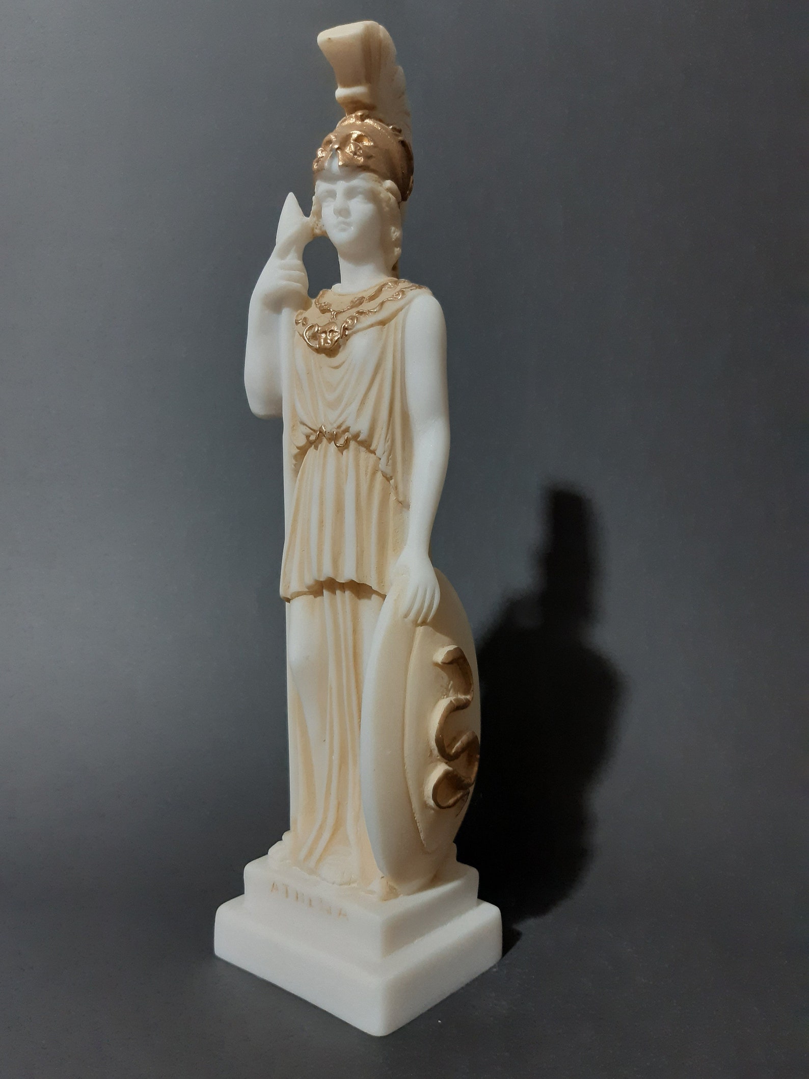 Athena Goddess Alabaster Statue Handmade Greek Figurine Etsy