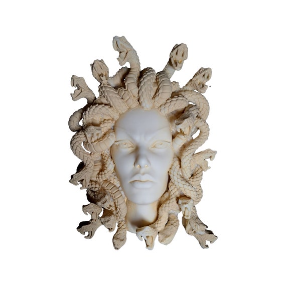 Medusa Gorgon Mask Statue Greek Mythology Monster Marble 