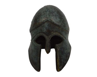 Corinthian Helmet Statue Ancient Greek Handmade Replica Bronze Sculpture 5cm