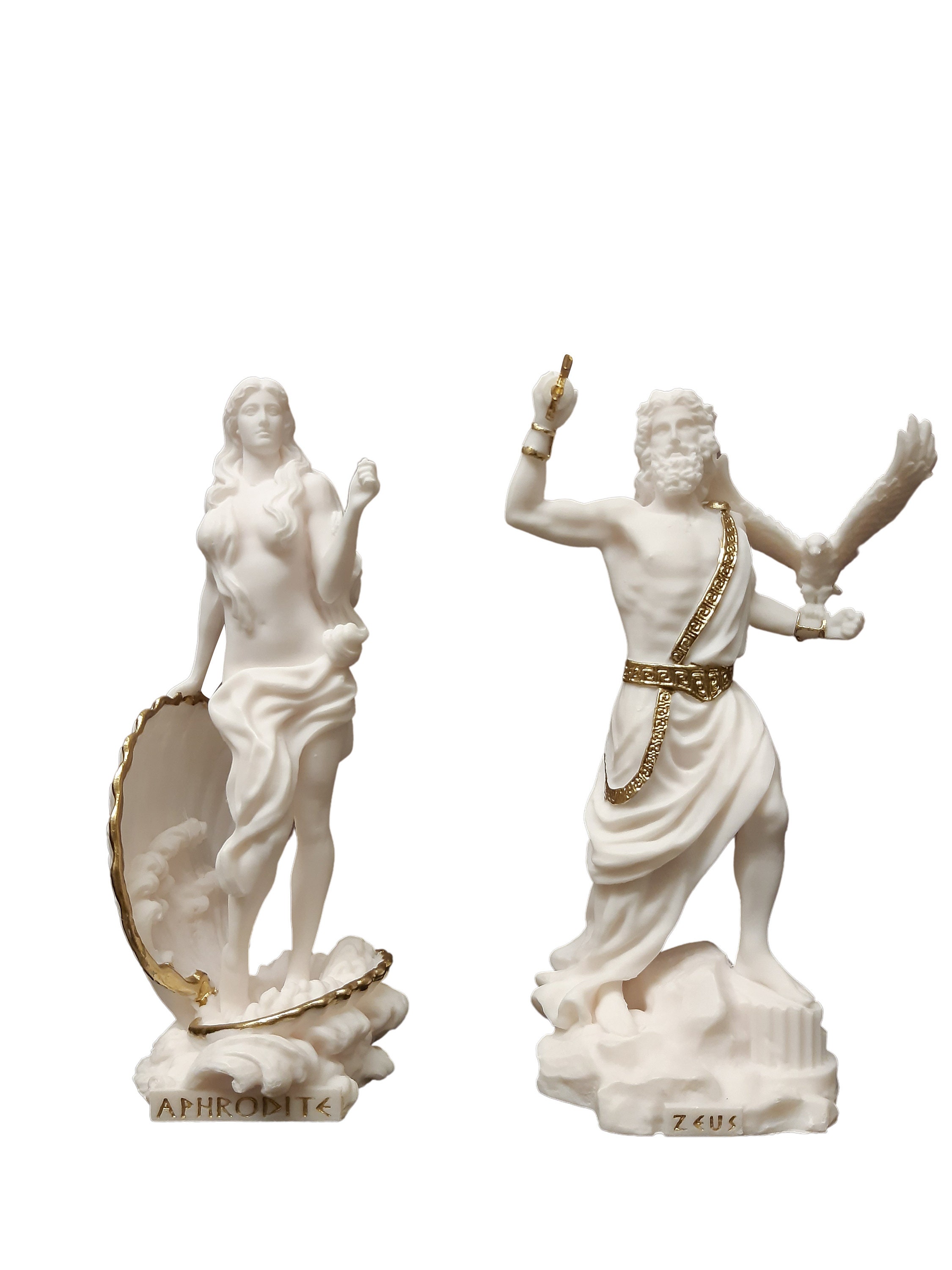 Set Zeus God Aphrodite Greek Roman Goddess Statues Alabaster Etsy