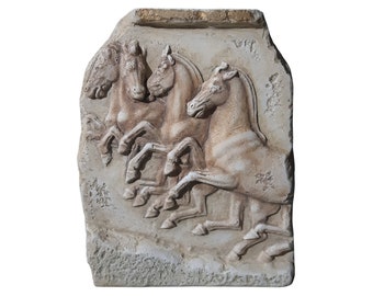 Horses Galloping Relief's part Wall Plaque Relief Sculpture 25cm