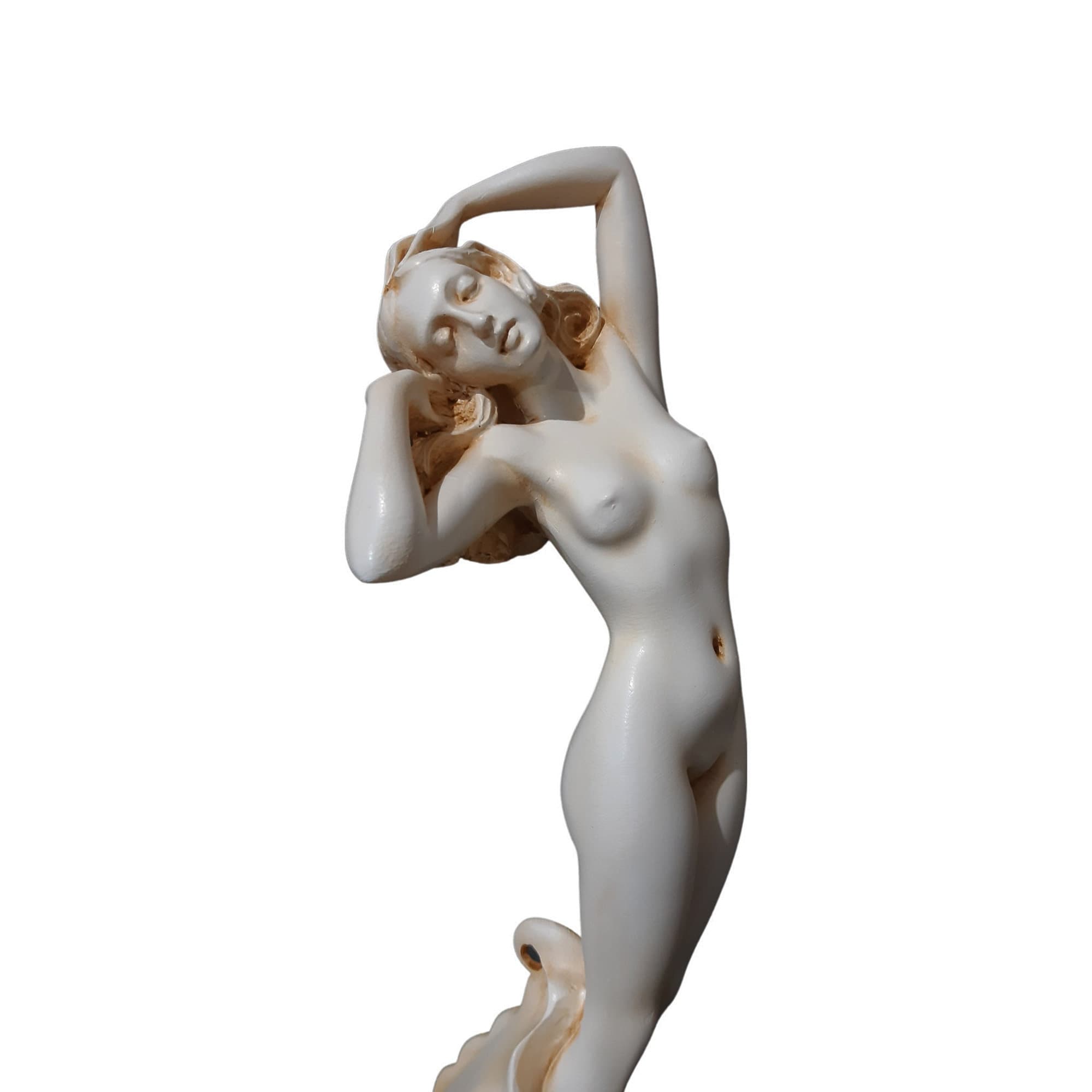 Nude Aphrodite Statue - Greek Mythology Goddess Handmade Alabaster Black Sc...